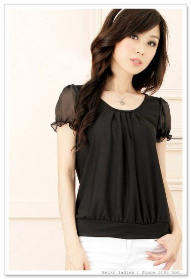 EYC2038 Chiffon Simple Blouse - Black
