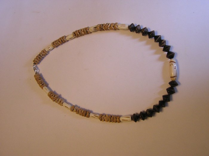 Men's Heishi brown bead, bone, wood Necklace