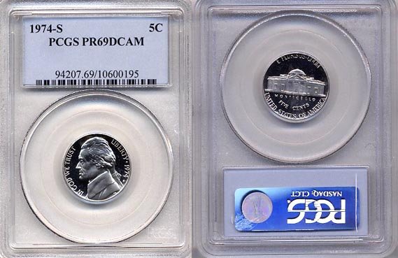 1974-S Jefferson Nickel Certified PCGS PR69DCAM * FREE SHIPPING *