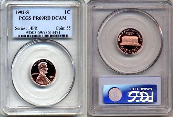 1992-S LINCOLN CENT PCGS CERTIFIED PROOF 69 RED DEEP CAMEO * FREE SHIPPING *
