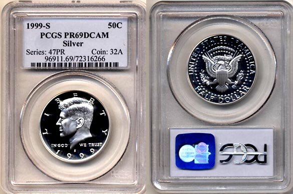1999 S Kennedy Silver Half Dollar PCGS PR69DCAM * FREE SHIPPING *