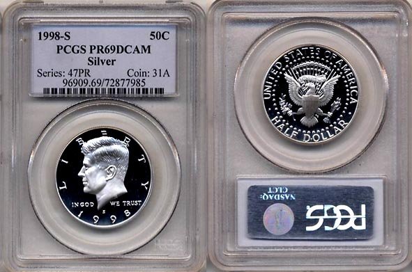 1998 S Kennedy Silver Half Dollar PCGS PR69DCAM * FREE SHIPPING *