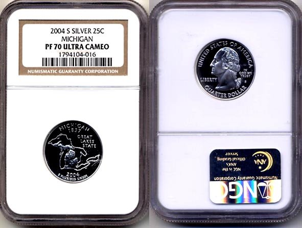 2004-s Silver Michigan State Quarter NGC PF 70 Ultra Cameo * FREE SHIPPING *