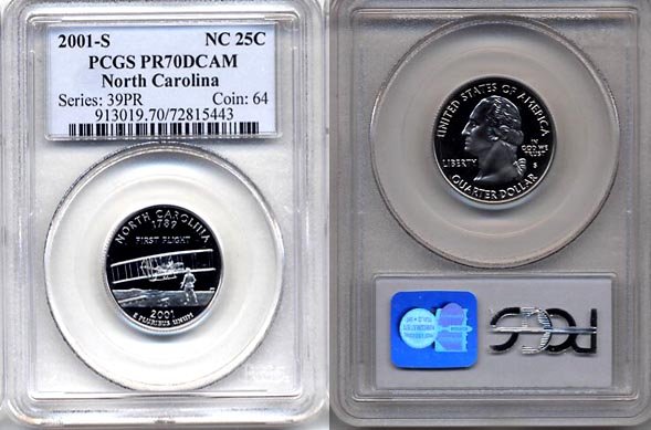 2001-S North Carolina State Quarter ( PCGS PR70DCAM ) RARE * FREE SHIPPING *