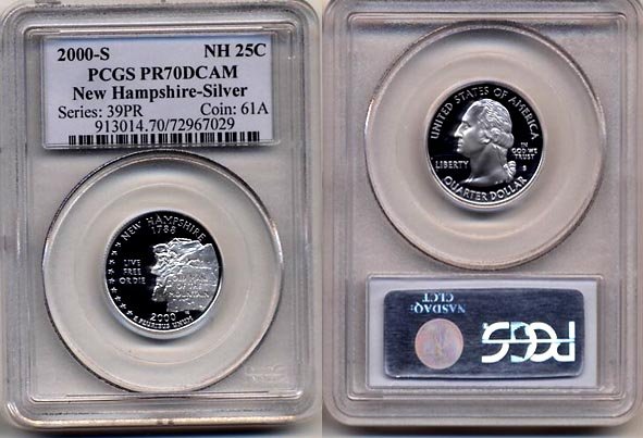 PCGS PR70DCAM 2000-s New Hampshire Silver State Quarter * FREE SHIPPING *