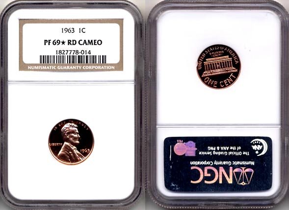 1963 Ultra Rare Proof Lincoln Cent NGC PF 69 * RD Cameo * FREE SHIPPING *