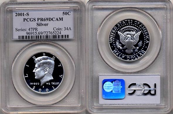 2001-S Silver Proof Kennedy Half Dollar PCGS PR69DCAM * FREE SHIPPING *
