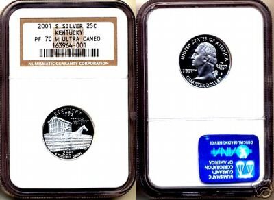 Silver 2001-S Kentucky 25ct NGC PF 70 "W" UCAM *OO1* FREE SHIPPING