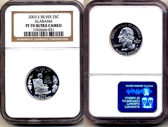 Silver 2003 S Alabama State 25ct * NGC PF 70 UCAM FREE SHIPPING