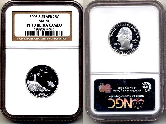 Silver 2003 S Maine State 25ct * NGC PF 70 UCAM * PQ FREE SHIPPING