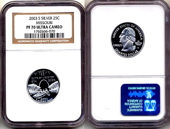 Silver 2003 S Missouri State 25ct * NGC PF 70 UCAM * 70 FREE SHIPPING