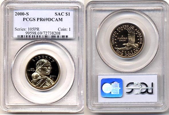 2000-S Sacagawea Golden Dollar PCGS PR69DCAM FREE SHIPPING