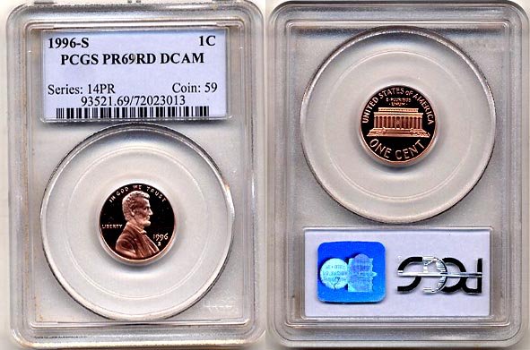 1996-S LINCOLN CENT PCGS CERTIFIED PROOF 69 RED DEEP CAMEO * FREE SHIPPING *