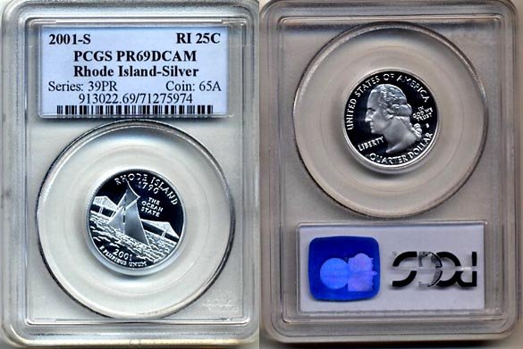 PCGS PR69DCAM 2001-S SILVER Rhode Island State Quarter * Free Shipping *