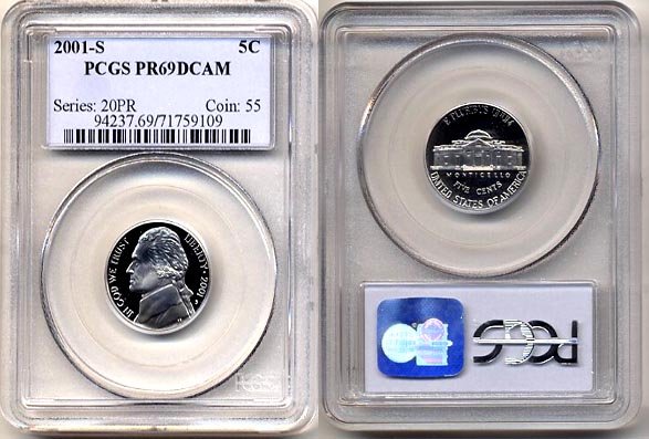 2001-S Jefferson Nickle PCGS PR69DCAM * FREE SHIPPING *