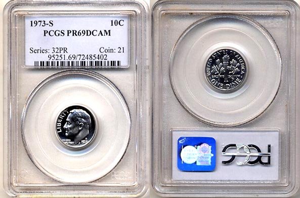 1973-S Proof Roosevelt Dime PCGS PR69DCAM * FREE SHIPPING *