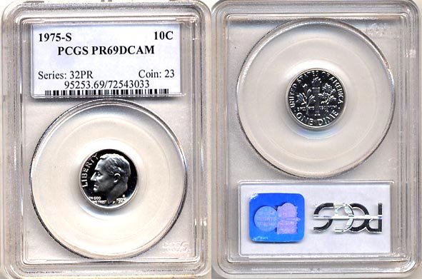 1975-S Proof Roosevelt Dime PCGS PR69DCAM * FREE SHIPPING *