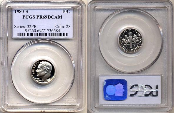 1980-S Proof Roosevelt Dime PCGS PR69DCAM * FREE SHIPPING *