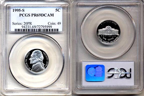 1995-S Jefferson Nickel Certified PCGS PR69DCAM * FREE SHIPPING *
