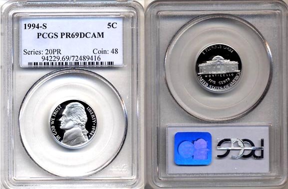 1994-S Jefferson Nickel Certified PCGS PR69DCAM * FREE SHIPPING *