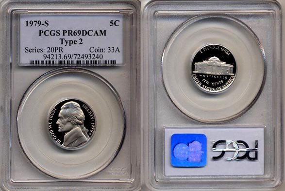 1979-S Type 2 Jefferson Nickel Certified PCGS PR69DCAM * FREE SHIPPING *