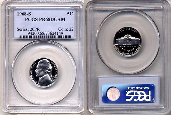 1968-S Jefferson Nickel Certified PCGS PR68DCAM * FREE SHIPPING *