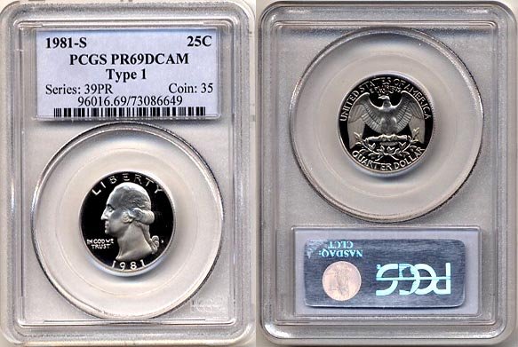1981-S TYPE 1 Washington 25ct PCGS CERTIFIED PROOF 69 DEEP CAMEO * FREE SHIPPING *