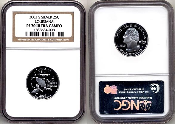 2002-s Silver Louisiana State Quarter NGC PF 70 Ultra Cameo * FREE SHIPPING *