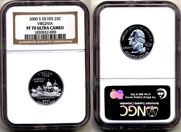 2000-s Silver Virginia State Quarter NGC PF 70 Ultra Cameo * FREE SHIPPING *