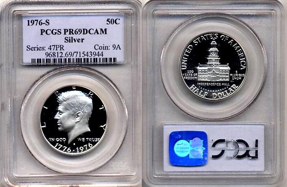 1976 S Bicentennial Kennedy Silver Half Dollar PCGS PR69DCAM * FREE SHIPPING *