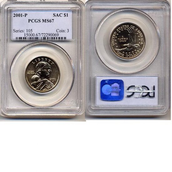 2001-P Sacagewea Golden Dollar * PCGS MS67 * FREE SHIPPING