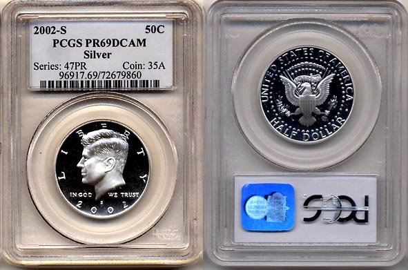2002-S Silver Proof Kennedy Half Dollar PCGS PR69DCAM * FREE SHIPPING *