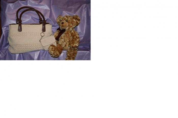 LIGHT BIEGE PURSE WITH BEAR