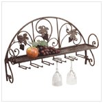 Metal and Grapes Wall Shelf/Wine Glass Holder