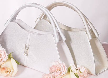 Satin Evening Bag with Crystals (white or ivory)