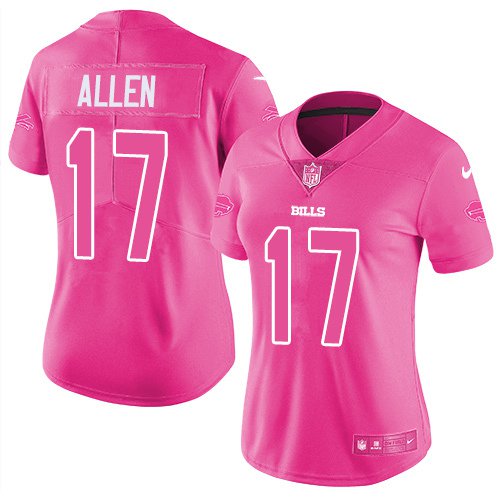 Women's Buffalo Bills 17# Josh Allen Limited Football Jersey Pink