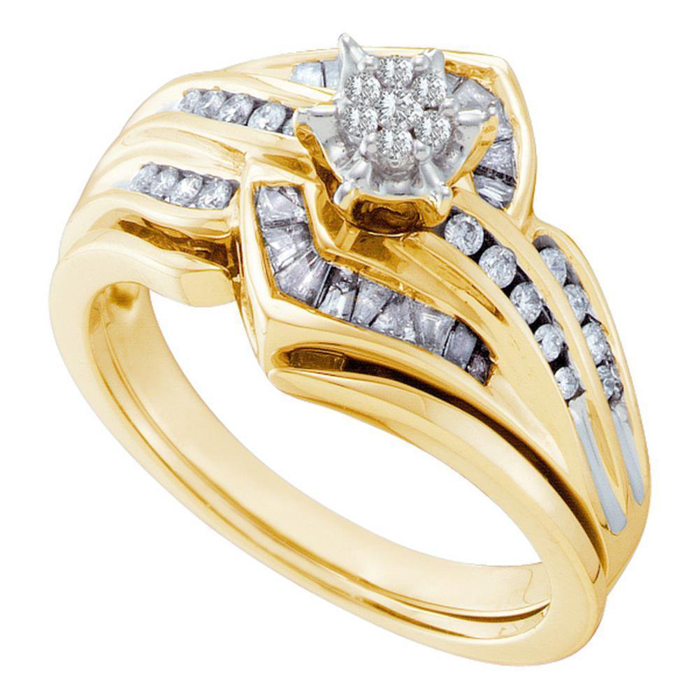 Kt Yellow Gold Round Diamond Bridal Wedding Engagement Ring Band Set