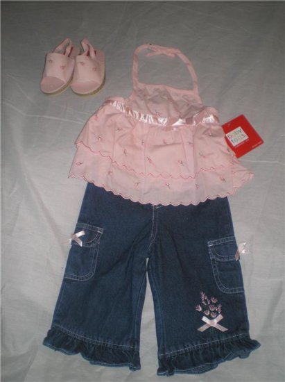 B.T. Kids Pink Top Rhumba Capri Set w/Sandals Size 24/2T