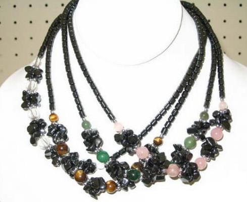 HeMaTite Nugget Necklace with Semi-Precious Beads