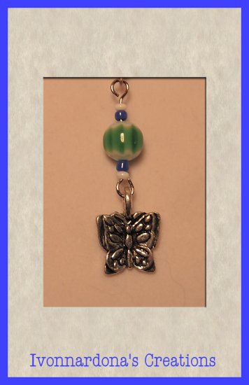 Irises Jet Glass and Silver Butterfly