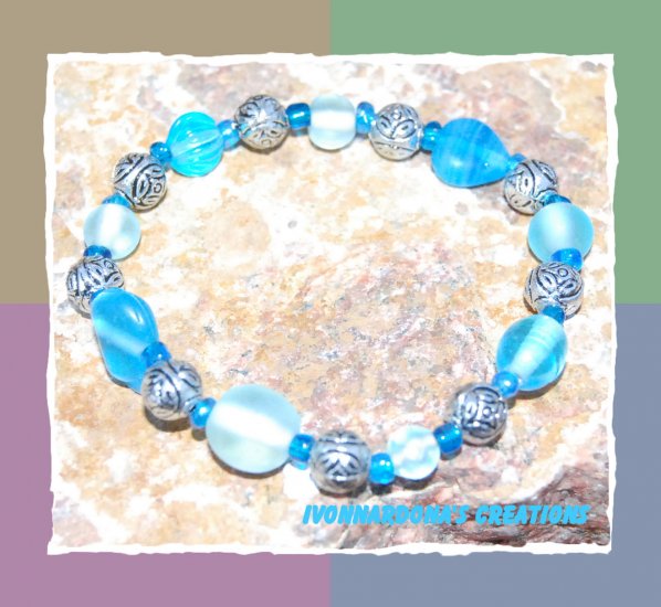 Turquoise and Silver Roses Bracelet