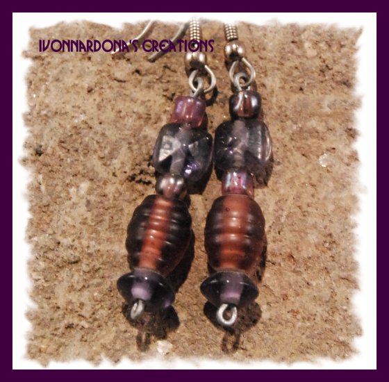 Purple Square and Barrel Earrings