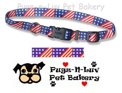 Pet Attire Fashion Dog Collar Stars and Stripes 1" Nylon