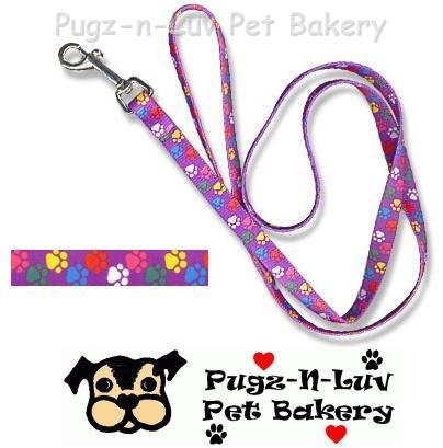 Pet Attire Fashion Dog Lead/Leash Colored Paws 5/8" x 6' Nylon