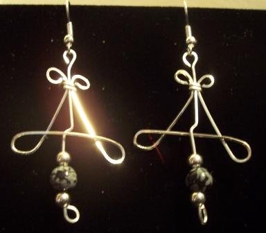 Sterling Silver Earrings with Snowflake Obsidian Beads