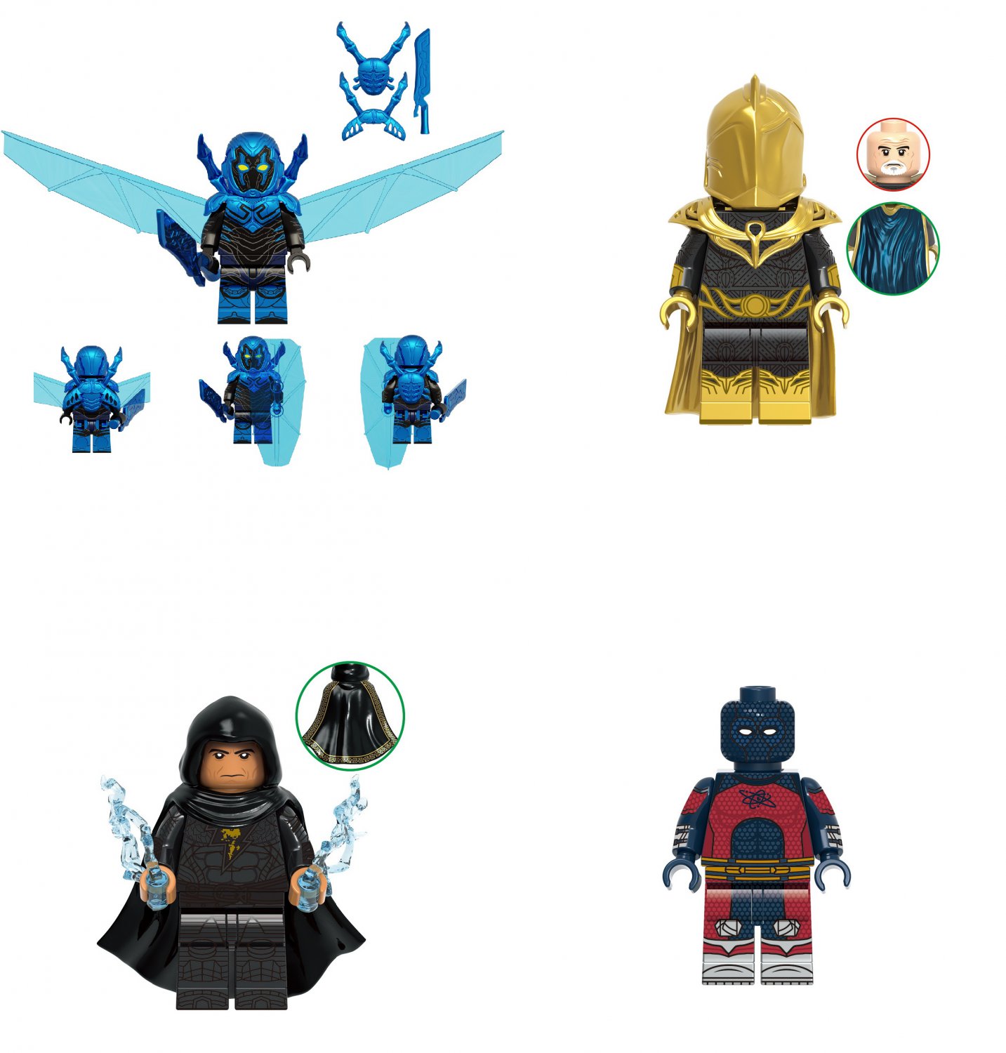 Blue Beetle Doctor Fate Black Adam Atom Smasher Minifigures Compatible