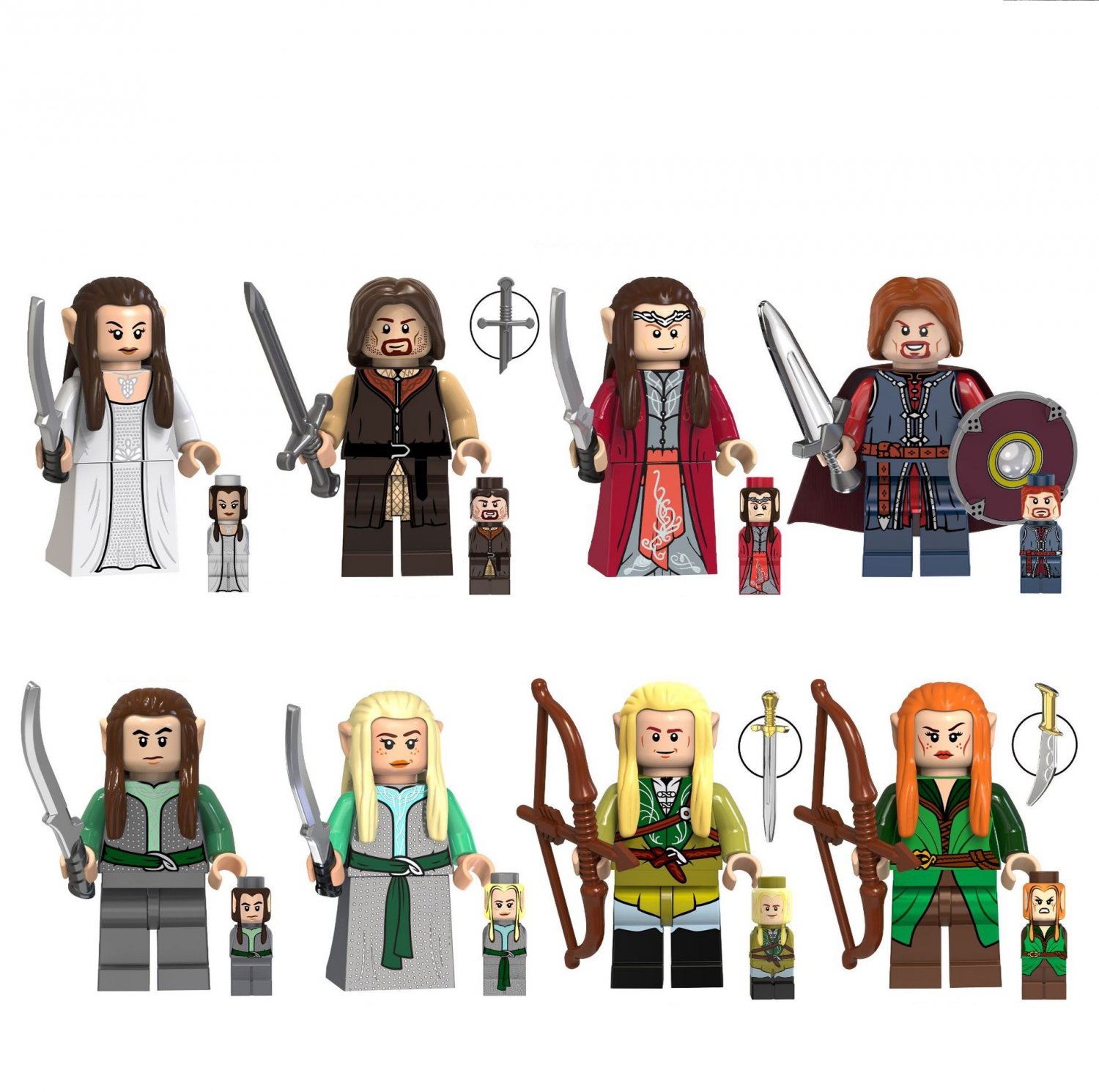 Tauriel Legolas Elrond Arwen Undomiel Minifigures Lego Compatible The