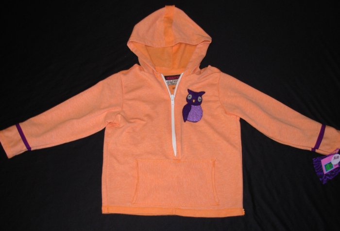girls orange owl in a tree hoodie! Sizes --2T UP TO 5T