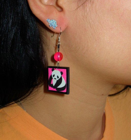 Pink Mr.Bamboo Panda Earrings