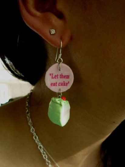 Marie Antoinette inspired LET THEM EAT CAKE earrings